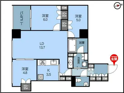 アイコニックタワー新潟ステーション(3LDK/13階)の間取り写真