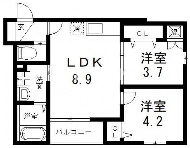 ACE GARDEN HEIGHTS I(2LDK/1階)の間取り写真