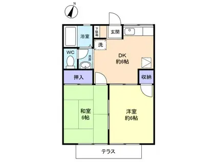 ウィステリア志津(2DK/1階)の間取り写真