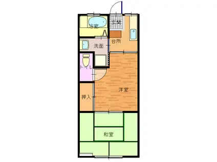 ワイズマンシオン 酒田市こがね町2丁目(2K/2階)の間取り写真