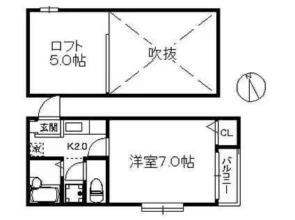ポラリス姪浜南-N 90(1K/1階)の間取り写真