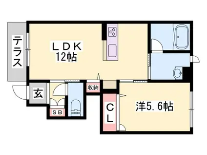 カーサグラス シュデステ(1LDK/1階)の間取り写真