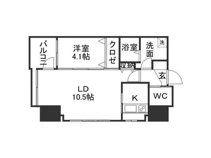 ウェルブライト上通(1LDK/7階)の間取り写真