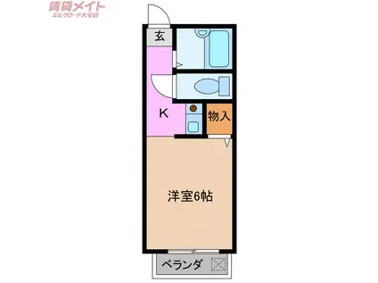 三岐鉄道三岐線 大安駅 徒歩18分 2階建 築28年(1K/2階)の間取り写真