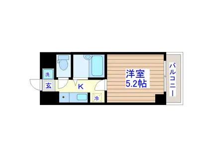 ロイヤルパーク若林(1K/2階)の間取り写真