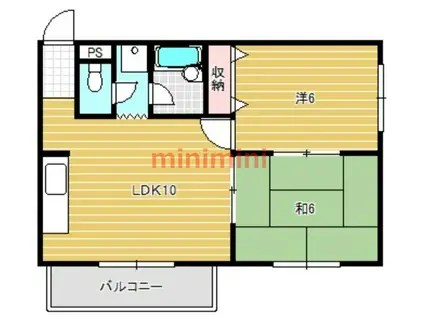 マンションハピネス(2LDK/3階)の間取り写真