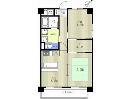 カーサリナート東比恵(2DK/2階)の間取り写真