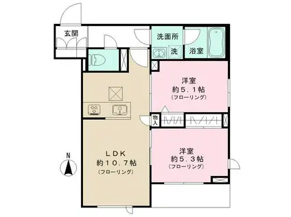 ヴィラコート アルフラット(2LDK/1階)の間取り写真