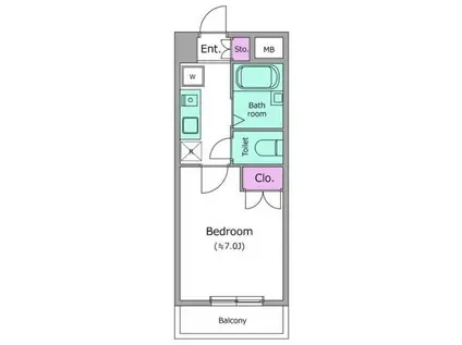 レジディア浦安(1K/4階)の間取り写真
