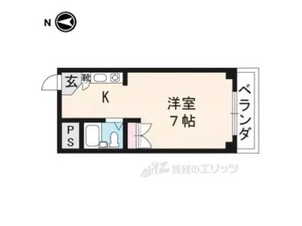 アメリカンハウス二条(1K/2階)の間取り写真