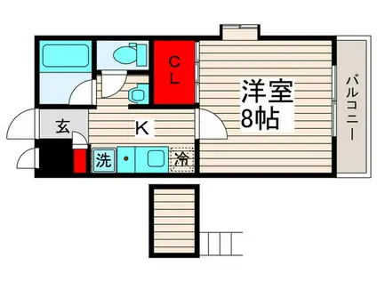 エスポワール扇(1K/1階)の間取り写真