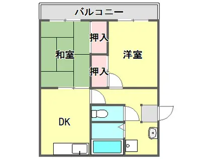 リバーハイツ武庫(2DK/3階)の間取り写真
