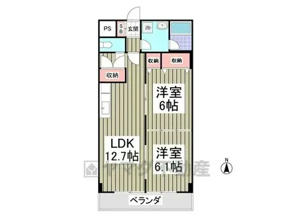 ヴァンデュール上大曽(2LDK/7階)の間取り写真