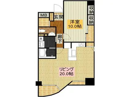 ディアシティ赤羽(1SLDK/4階)の間取り写真