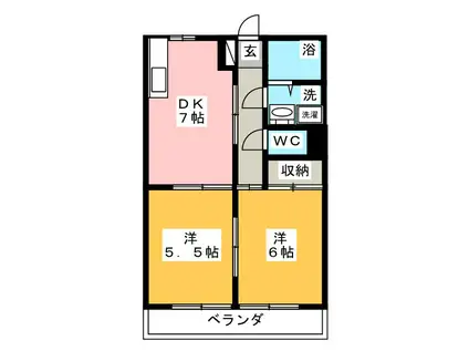 ドエル石田(2DK/2階)の間取り写真