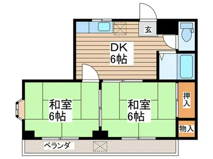 ニューパールハイツ(2DK/3階)の間取り写真
