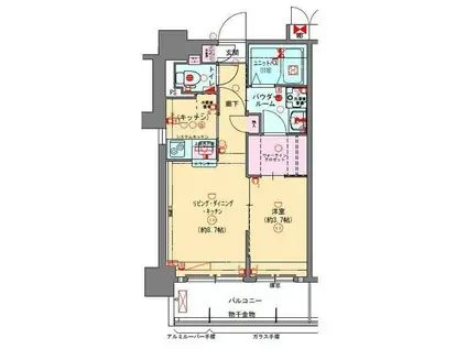 プレサンスNEO長堂アウローラ(1LDK/8階)の間取り写真