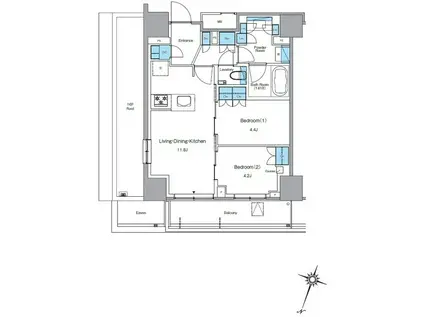 ルフォンプログレ渋谷ヒルトップ(2LDK/17階)の間取り写真