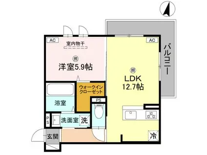 プライム金剛(1LDK/2階)の間取り写真