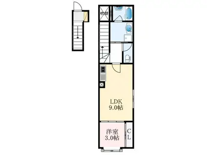 セレスティーノ青南台(1LDK/2階)の間取り写真