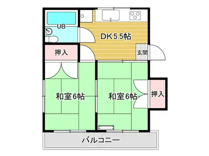 要IIマンション(2DK/2階)の間取り写真