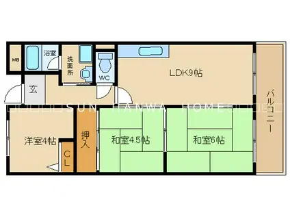 リープハーベン八尾木(3LDK/5階)の間取り写真