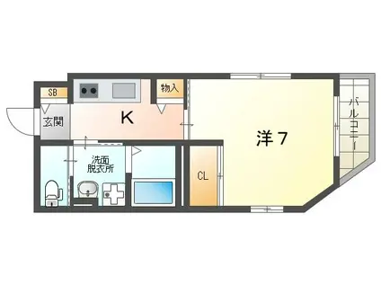 幸福町ハイツ(1K/2階)の間取り写真