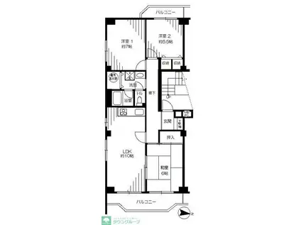 シャルム成城(3LDK/3階)の間取り写真