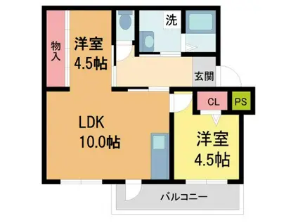 宝梅園1号棟(2LDK/5階)の間取り写真