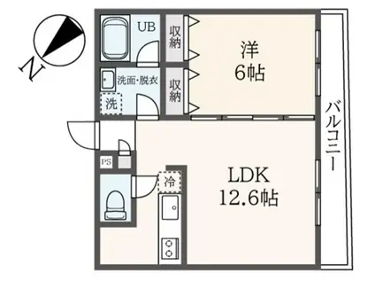 ランディー中野島(1LDK/2階)の間取り写真