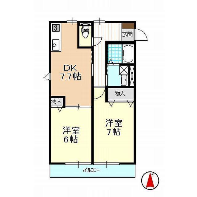 アンセリアA(2DK/1階)の間取り写真