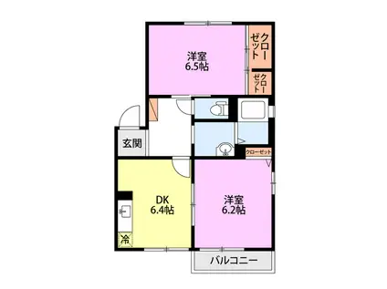 パークタウン茜(2DK/1階)の間取り写真