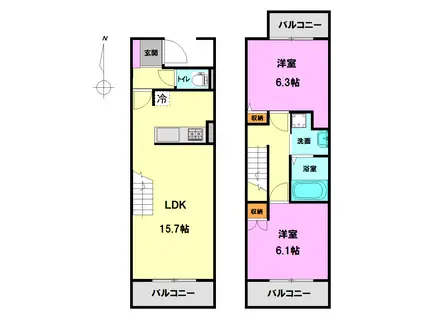 CORE HOUSEII(2LDK/2階)の間取り写真