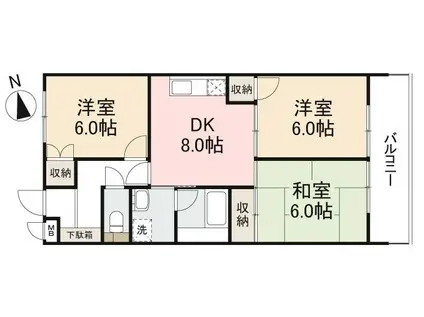 リバーサイド茜(3DK/2階)の間取り写真