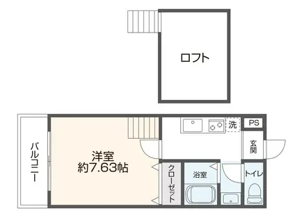 セントポリア衣摺(1K/2階)の間取り写真