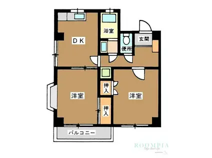 京都品川区荏原5丁目(2DK/2階)の間取り写真