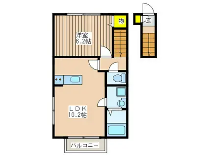 グランドソレイユ(1LDK/2階)の間取り写真