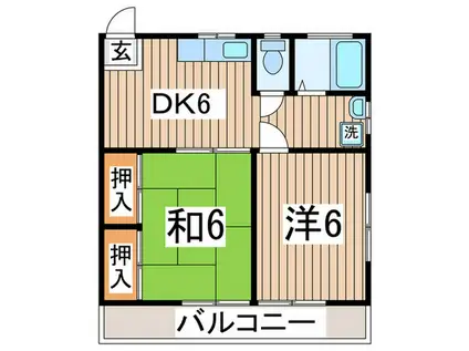 ノワール(2DK/2階)の間取り写真