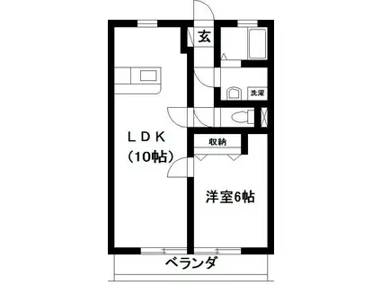 ジュネシオン小出(1LDK/2階)の間取り写真