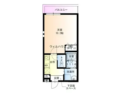 フジパレス西湊2番館(1K/2階)の間取り写真