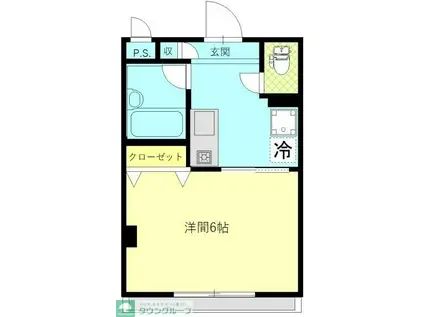 フォンテーヌ茅(1K/2階)の間取り写真