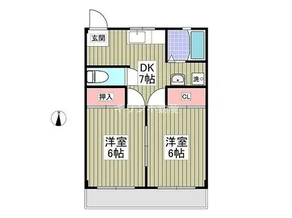 上里ハイツ(2DK/2階)の間取り写真