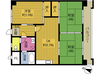 なんえいビル(3DK/3階)の間取り写真