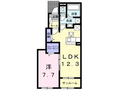 ボヌール ソレイユ E(1LDK/1階)の間取り写真