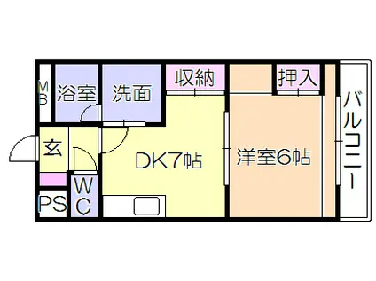 第5サンシャインビル(1DK/3階)の間取り写真