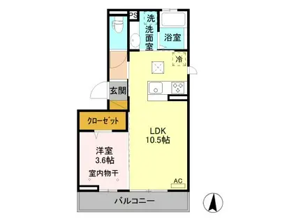 SUNPARK 庄内 A(1LDK/1階)の間取り写真