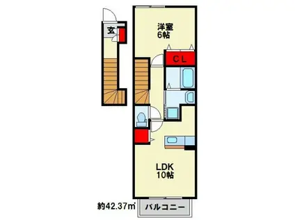 リアルエステートI(1LDK/2階)の間取り写真