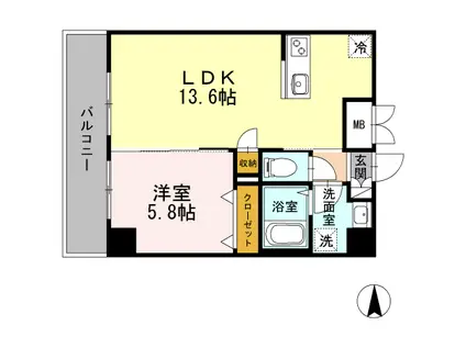グランパルク小金井(1LDK/2階)の間取り写真