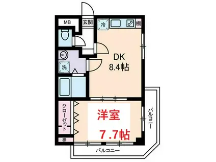 ベルハイム平和島(1DK/8階)の間取り写真