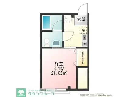 エスポワール砧(1K/2階)の間取り写真